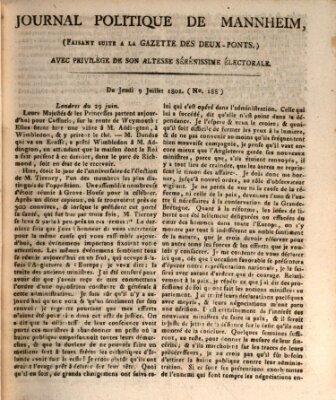 Journal politique de Mannheim (Gazette des Deux-Ponts) Donnerstag 9. Juli 1801