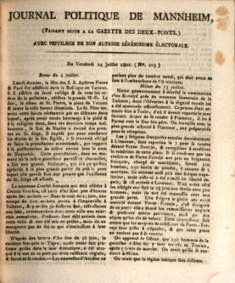 Journal politique de Mannheim (Gazette des Deux-Ponts) Freitag 24. Juli 1801