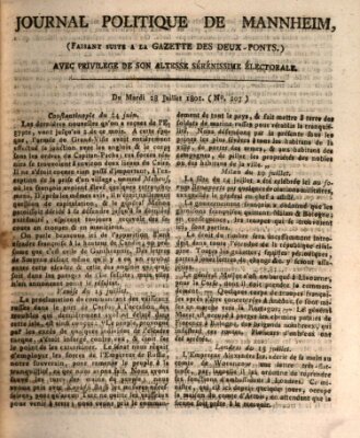 Journal politique de Mannheim (Gazette des Deux-Ponts) Dienstag 28. Juli 1801