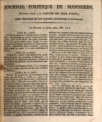 Journal politique de Mannheim (Gazette des Deux-Ponts) Mittwoch 29. Juli 1801