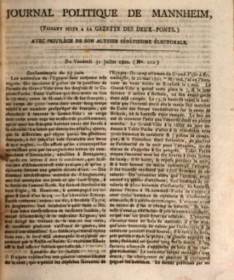 Journal politique de Mannheim (Gazette des Deux-Ponts) Freitag 31. Juli 1801