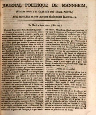 Journal politique de Mannheim (Gazette des Deux-Ponts) Dienstag 4. August 1801