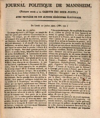 Journal politique de Mannheim (Gazette des Deux-Ponts) Montag 20. Juli 1801