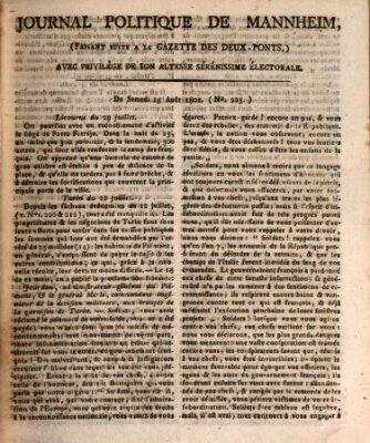 Journal politique de Mannheim (Gazette des Deux-Ponts) Samstag 15. August 1801