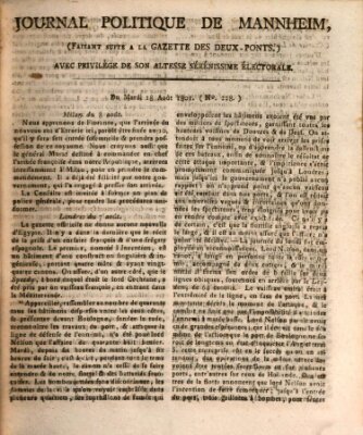 Journal politique de Mannheim (Gazette des Deux-Ponts) Dienstag 18. August 1801