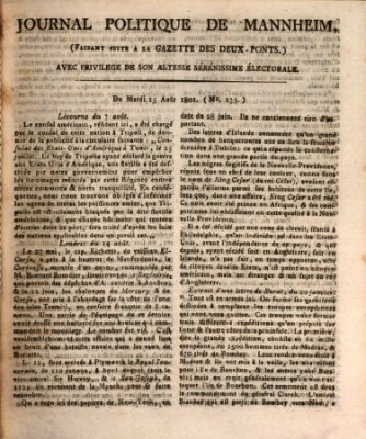 Journal politique de Mannheim (Gazette des Deux-Ponts) Dienstag 25. August 1801