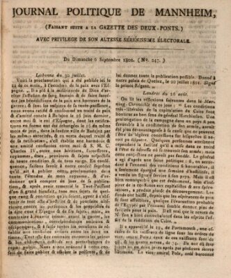 Journal politique de Mannheim (Gazette des Deux-Ponts) Sonntag 6. September 1801