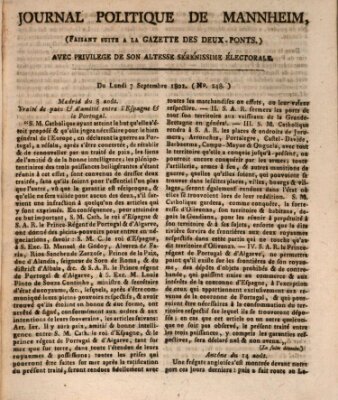 Journal politique de Mannheim (Gazette des Deux-Ponts) Montag 7. September 1801