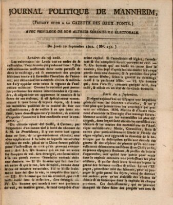 Journal politique de Mannheim (Gazette des Deux-Ponts) Donnerstag 10. September 1801