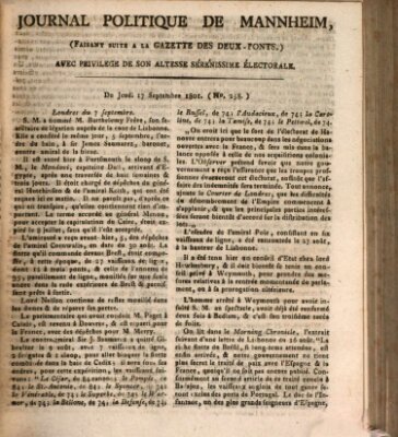 Journal politique de Mannheim (Gazette des Deux-Ponts) Donnerstag 17. September 1801