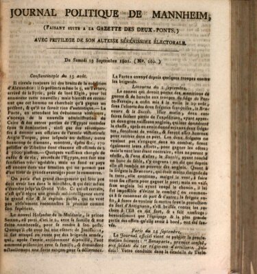 Journal politique de Mannheim (Gazette des Deux-Ponts) Samstag 19. September 1801