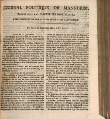 Journal politique de Mannheim (Gazette des Deux-Ponts) Dienstag 22. September 1801