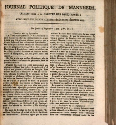 Journal politique de Mannheim (Gazette des Deux-Ponts) Donnerstag 24. September 1801