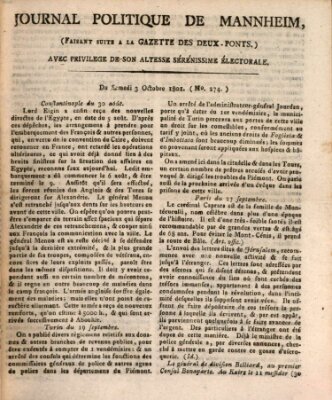 Journal politique de Mannheim (Gazette des Deux-Ponts) Samstag 3. Oktober 1801