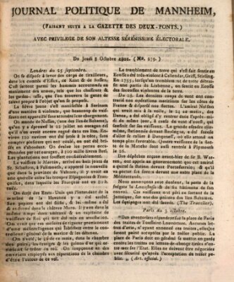 Journal politique de Mannheim (Gazette des Deux-Ponts) Donnerstag 8. Oktober 1801