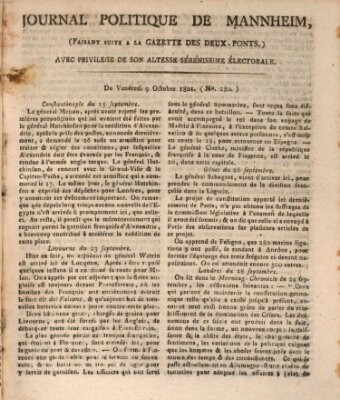 Journal politique de Mannheim (Gazette des Deux-Ponts) Freitag 9. Oktober 1801