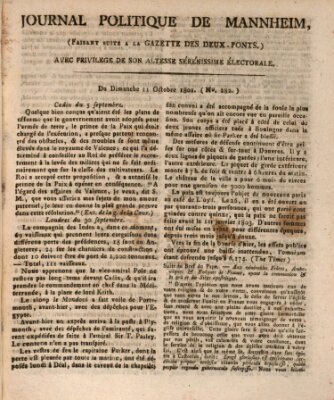 Journal politique de Mannheim (Gazette des Deux-Ponts) Sonntag 11. Oktober 1801