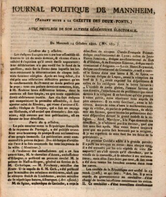 Journal politique de Mannheim (Gazette des Deux-Ponts) Mittwoch 14. Oktober 1801