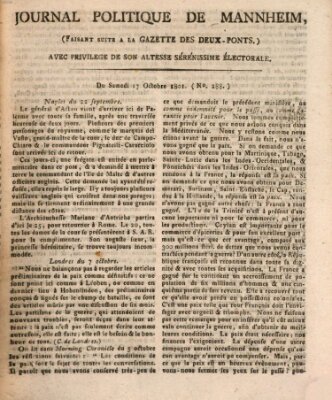 Journal politique de Mannheim (Gazette des Deux-Ponts) Samstag 17. Oktober 1801