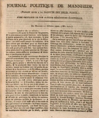 Journal politique de Mannheim (Gazette des Deux-Ponts) Mittwoch 21. Oktober 1801