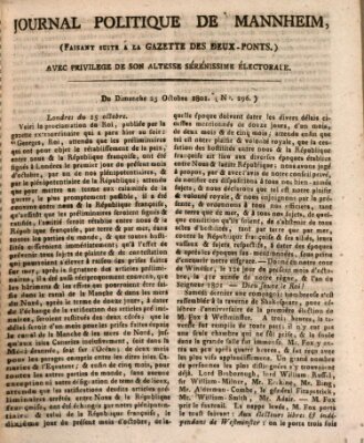 Journal politique de Mannheim (Gazette des Deux-Ponts) Sonntag 25. Oktober 1801