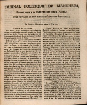 Journal politique de Mannheim (Gazette des Deux-Ponts) Montag 2. November 1801