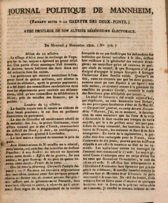 Journal politique de Mannheim (Gazette des Deux-Ponts) Mittwoch 4. November 1801