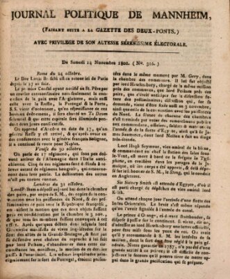 Journal politique de Mannheim (Gazette des Deux-Ponts) Samstag 14. November 1801