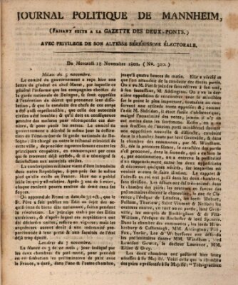 Journal politique de Mannheim (Gazette des Deux-Ponts) Mittwoch 18. November 1801