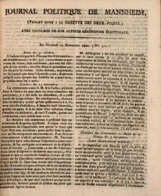 Journal politique de Mannheim (Gazette des Deux-Ponts) Mittwoch 25. November 1801