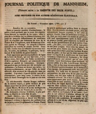 Journal politique de Mannheim (Gazette des Deux-Ponts) Samstag 5. Dezember 1801