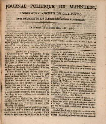 Journal politique de Mannheim (Gazette des Deux-Ponts) Mittwoch 16. Dezember 1801