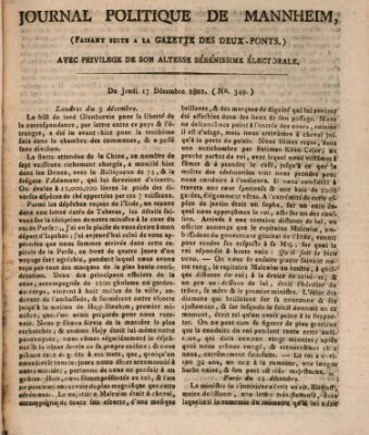 Journal politique de Mannheim (Gazette des Deux-Ponts) Donnerstag 17. Dezember 1801