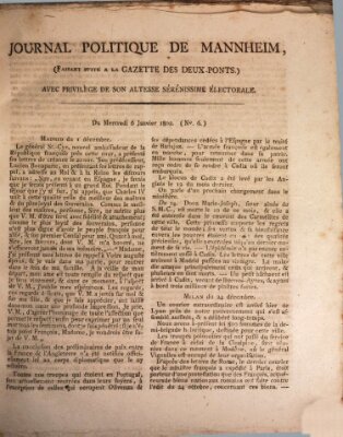 Journal politique de Mannheim (Gazette des Deux-Ponts) Mittwoch 6. Januar 1802