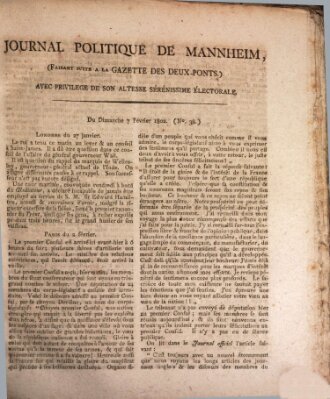 Journal politique de Mannheim (Gazette des Deux-Ponts) Sonntag 7. Februar 1802