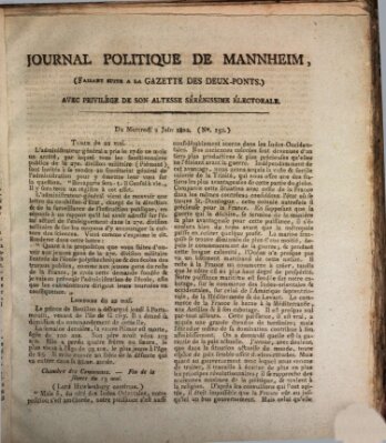 Journal politique de Mannheim (Gazette des Deux-Ponts) Mittwoch 2. Juni 1802