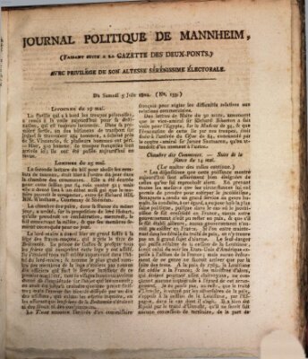 Journal politique de Mannheim (Gazette des Deux-Ponts) Samstag 5. Juni 1802