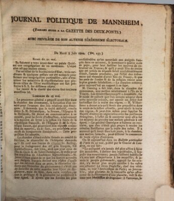 Journal politique de Mannheim (Gazette des Deux-Ponts) Montag 7. Juni 1802