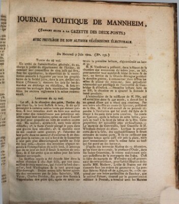 Journal politique de Mannheim (Gazette des Deux-Ponts) Mittwoch 9. Juni 1802