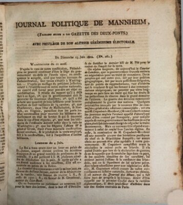 Journal politique de Mannheim (Gazette des Deux-Ponts) Sonntag 13. Juni 1802