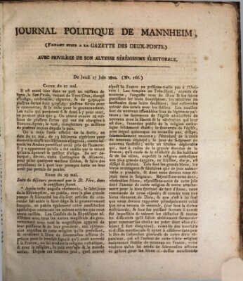 Journal politique de Mannheim (Gazette des Deux-Ponts) Donnerstag 17. Juni 1802