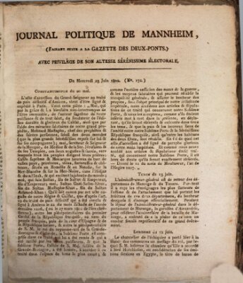 Journal politique de Mannheim (Gazette des Deux-Ponts) Mittwoch 23. Juni 1802