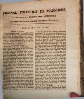 Journal politique de Mannheim (Gazette des Deux-Ponts) Mittwoch 7. Juli 1802