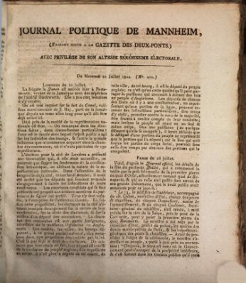 Journal politique de Mannheim (Gazette des Deux-Ponts) Mittwoch 21. Juli 1802