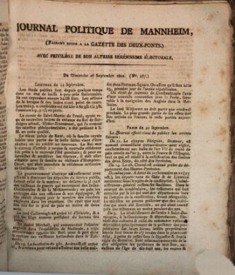 Journal politique de Mannheim (Gazette des Deux-Ponts) Sonntag 26. September 1802