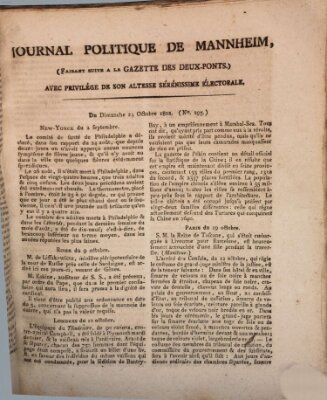 Journal politique de Mannheim (Gazette des Deux-Ponts) Sonntag 24. Oktober 1802