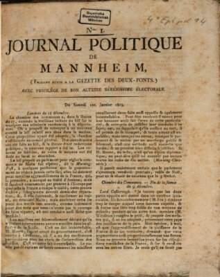 Journal politique de Mannheim (Gazette des Deux-Ponts) Samstag 1. Januar 1803