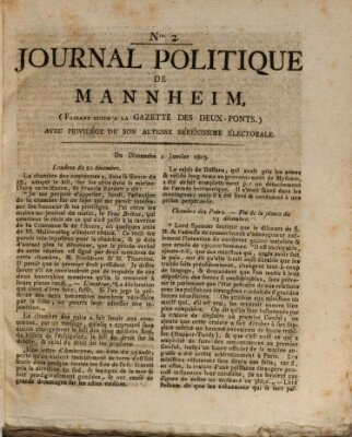 Journal politique de Mannheim (Gazette des Deux-Ponts) Sonntag 2. Januar 1803