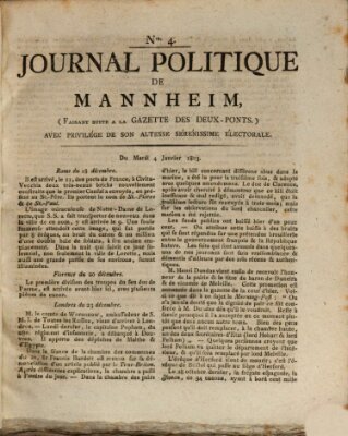 Journal politique de Mannheim (Gazette des Deux-Ponts) Dienstag 4. Januar 1803