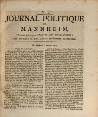 Journal politique de Mannheim (Gazette des Deux-Ponts) Freitag 7. Januar 1803